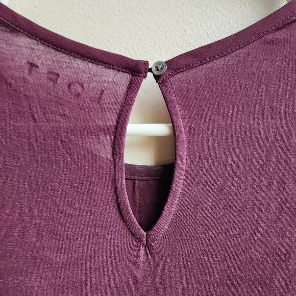 LOFT Deep Purple Lace Front Blouse Size XS Petite - Picture 15 of 15
